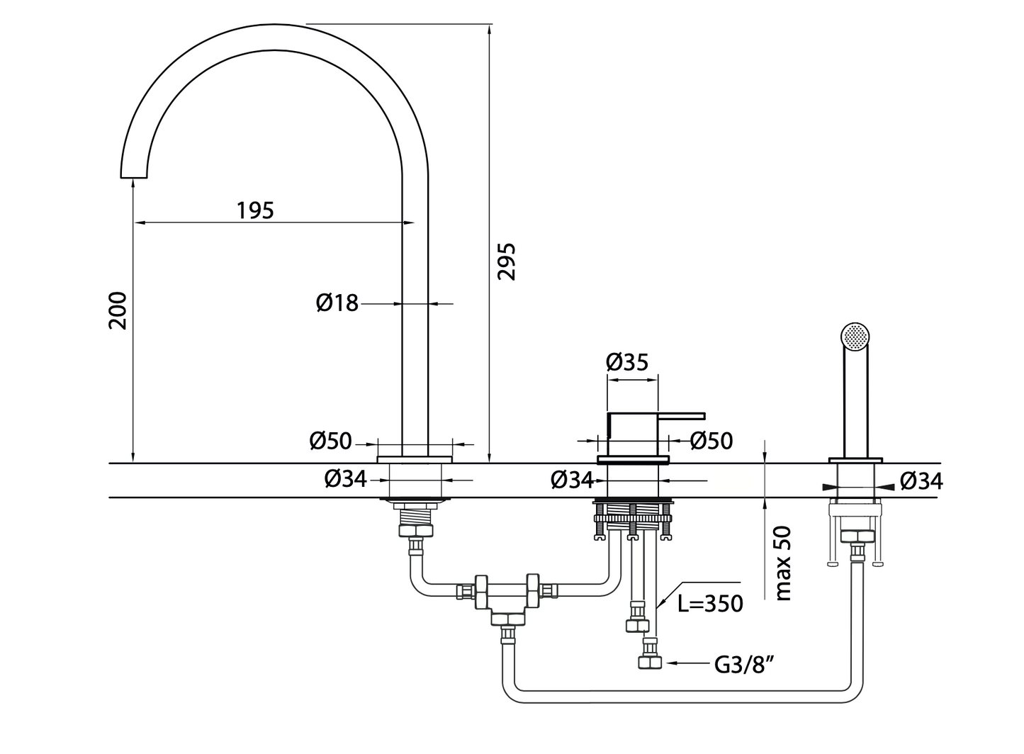 DOC18 Kitchen Tap with Hand Sprayer
